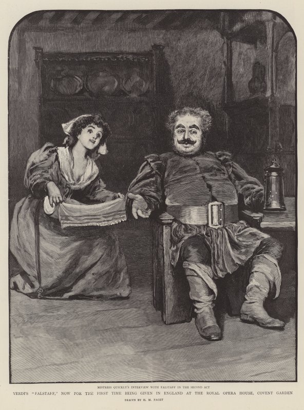 Falstaff de Verdi, agora pela primeira vez sendo dado na Inglaterra no Royal Opera House, Covent Garden de Henry Marriott Paget
