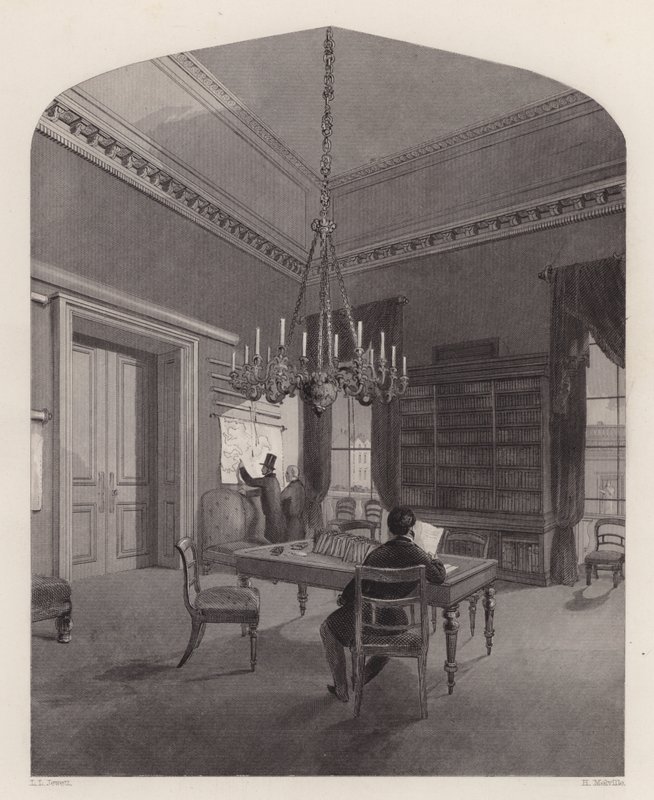 Map Room of the United Service Club, Westminster, Londres (gravura) de Henry Melville