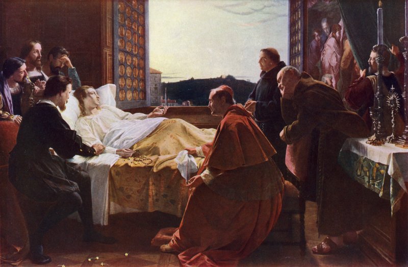 Os últimos momentos de Rafael (cor litho) de Henry Melville