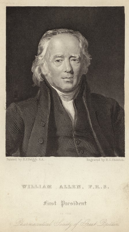 William Allen - Primeiro Presidente da Sociedade Farmacêutica da Grã-Bretanha (1770-1843) (gravura) de Henry Perronet (after) Briggs