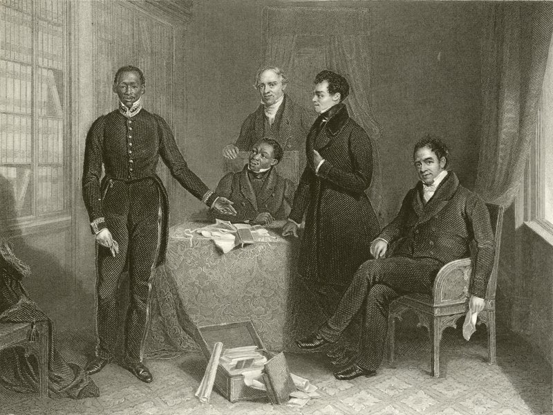 Jan Tzatzoe, Andries Stoffles, Rev. Dr. Philip e Rev Mess Read, Senior e Junior de Henry Room