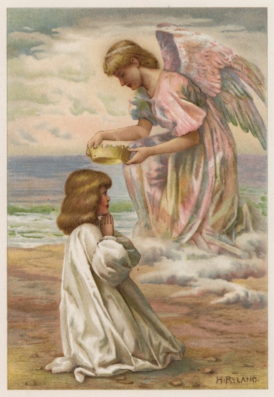 A Coroa está à espera (cor litho) de Henry Ryland