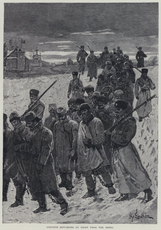Kara, Condenados que regressam à noite das minas (litho) de Henry Sandham