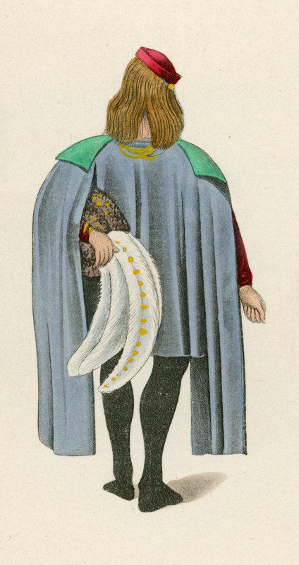 Figura 2 do Romance da Rosa, c 1480, no Museu Britânico, Harl MS 4425 de Henry Shaw