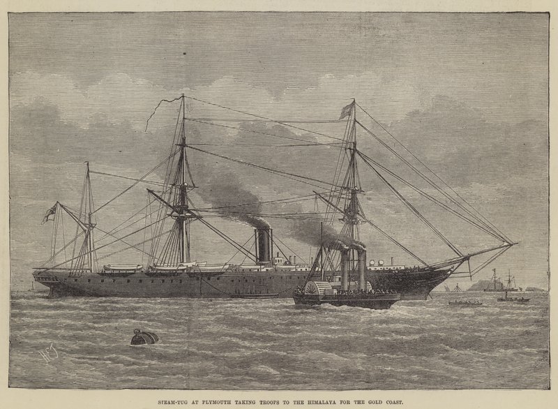 Steam-Tug at Plymouth levando tropas para o Himalaia para a Gold Coast de Henry Spernon Tozer