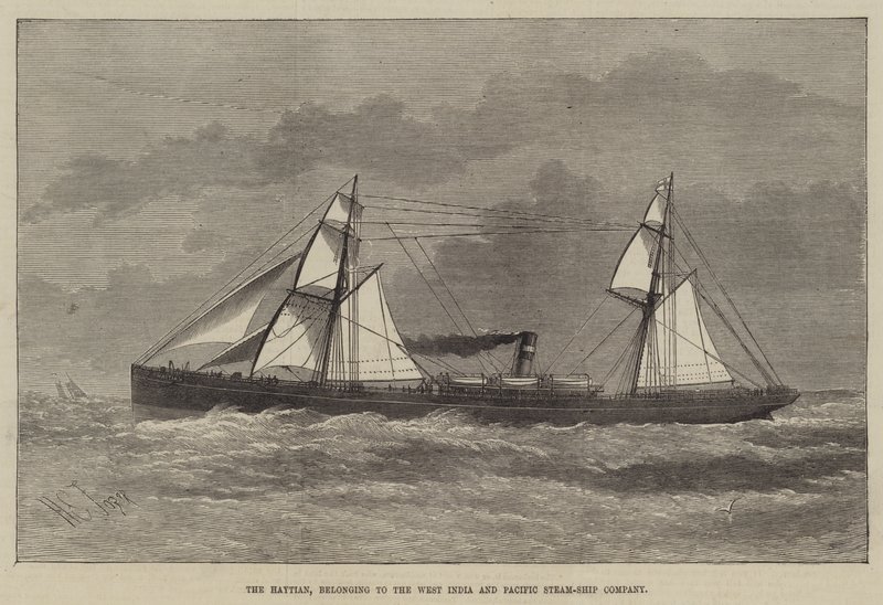 O Haytian, pertencente à Companhia de Navios a Vapor da Índia Ocidental e do Pacífico de Henry Spernon Tozer