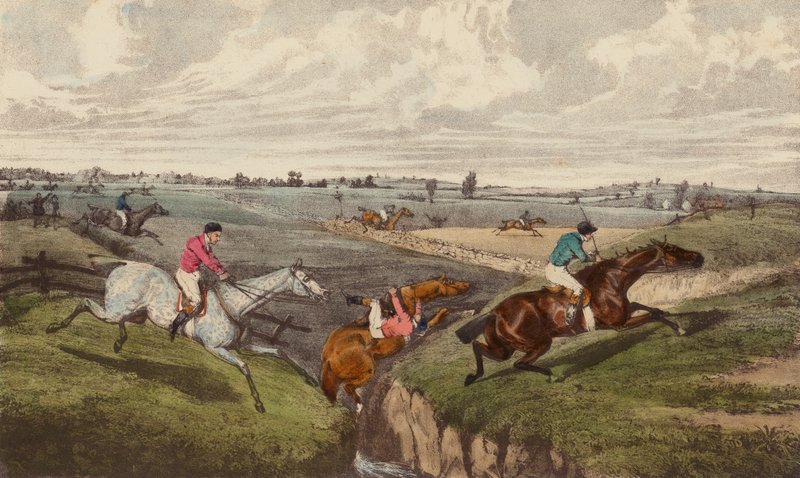 Um Steeple-Chase (cor litho) de Henry Thomas (after) Alken