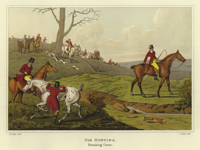 Caça à raposa (chromolitho) de Henry Thomas Alken