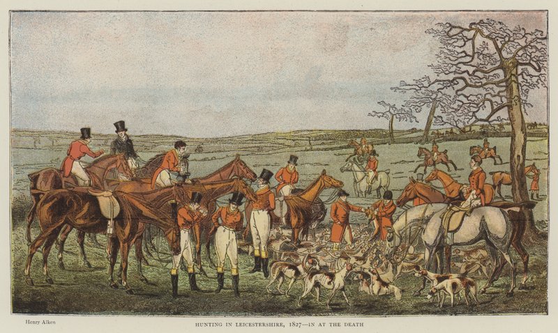 Caça em Leicestershire, 1827, em na morte (chromolitho) de Henry Thomas Alken
