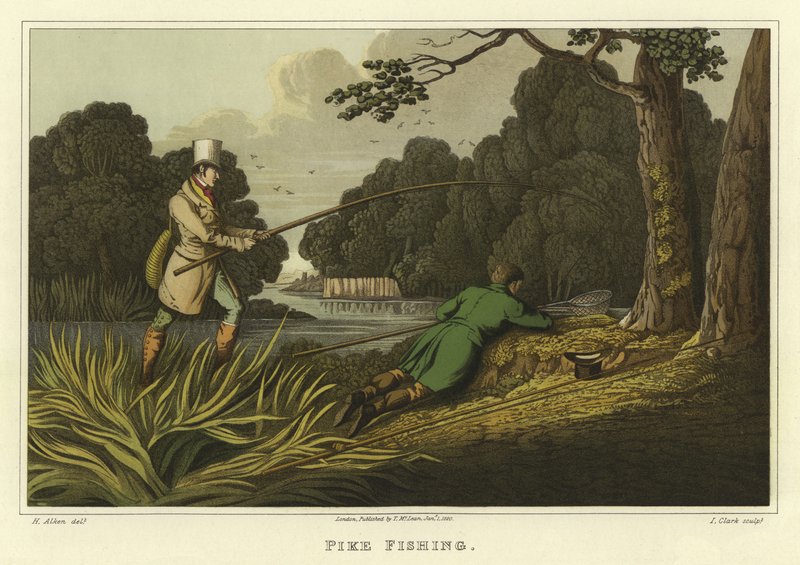 Pike Fishing (cromolitho) de Henry Thomas Alken