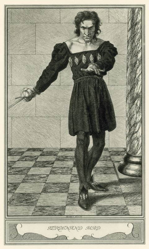 A Duquesa de Malfi, de John Webster: Ferdinand Mad (Litho) de Henry Weston Keen
