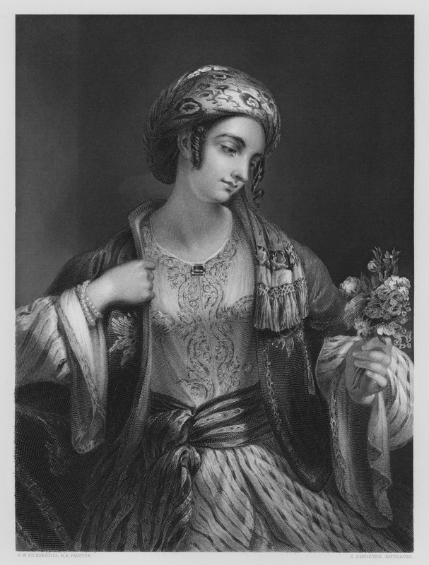 Uma criada síria, da foto na Galeria Vernon (gravura) de Henry William (after) Pickersgill