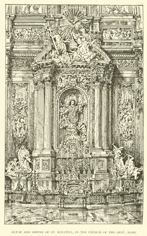Altar e Santuário de Santo Inácio, na Igreja do Gesu, Roma (gravura) de Henry William Brewer