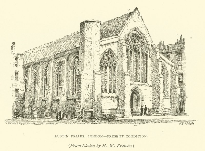 Austin Friars, Londres, estado actual (gravura) de Henry William Brewer