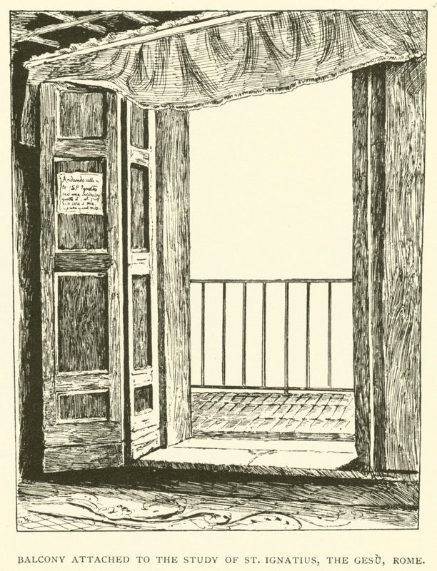 Varanda anexa ao estudo de Santo Inácio, o Gesu, Roma (gravura) de Henry William Brewer
