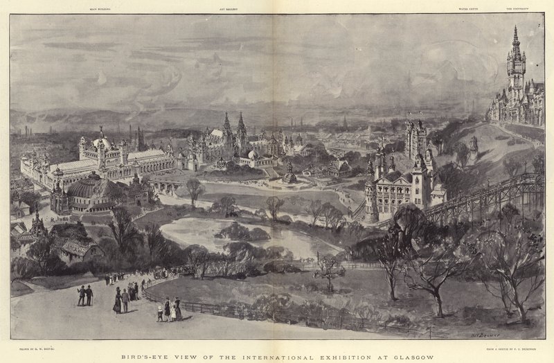 Visão panorâmica da exposição internacional em Glasgow de Henry William Brewer