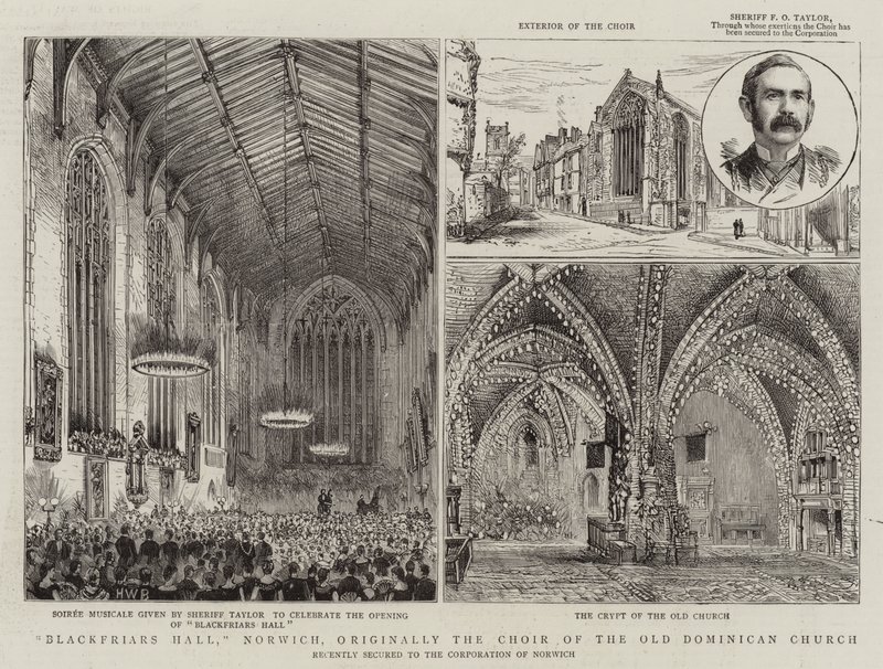 Blackfriars Hall, Norwich, originalmente o Coro da Velha Igreja Dominicana de Henry William Brewer