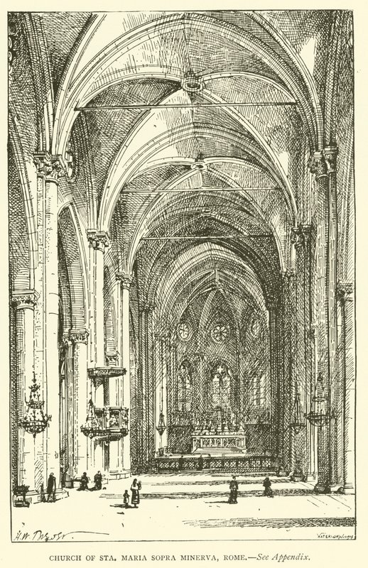 Igreja de Sta Maria Sopra Minerva, Roma (gravura) de Henry William Brewer