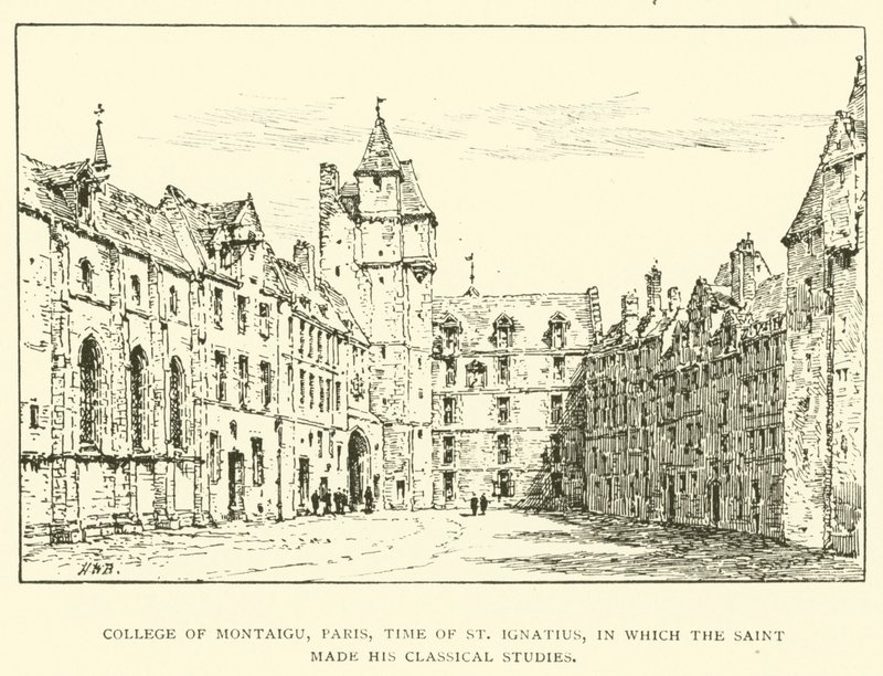 Colégio de Montaigu, Paris, tempo de Santo Inácio, no qual o santo fez os seus estudos clássicos (gravura) de Henry William Brewer
