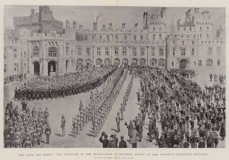 Deus salve a Rainha, a Serenata no Quadrângulo no Castelo de Windsor no Octogésimo Aniversário de Sua Majestade de Henry William Brewer