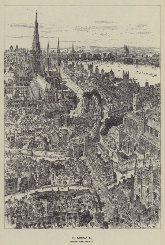 Ludgate, do oeste de Henry William Brewer