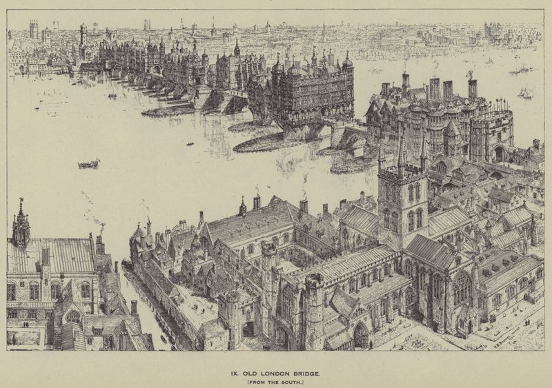 Old London Bridge, do Sul de Henry William Brewer