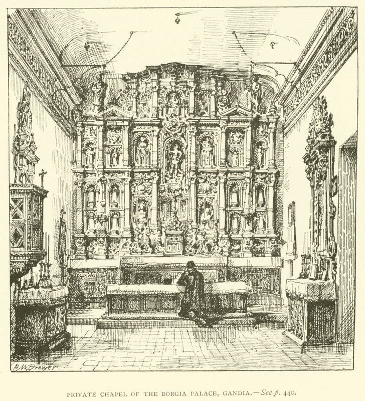 Capela Particular do Palácio Borgia, Gandia (gravura) de Henry William Brewer