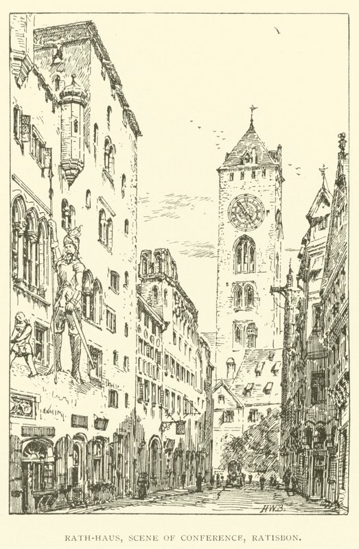 Rath-Haus, cena da conferência, Ratisbon (gravura) de Henry William Brewer