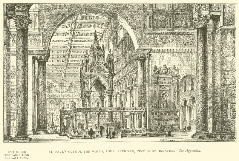 São Paulo fora dos Muros, Roma, restaurado, tempo de Santo Inácio (gravura) de Henry William Brewer