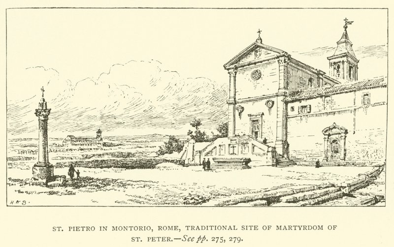 São Pedro em Montorio, Roma, local tradicional do Martírio de São Pedro (gravura) de Henry William Brewer