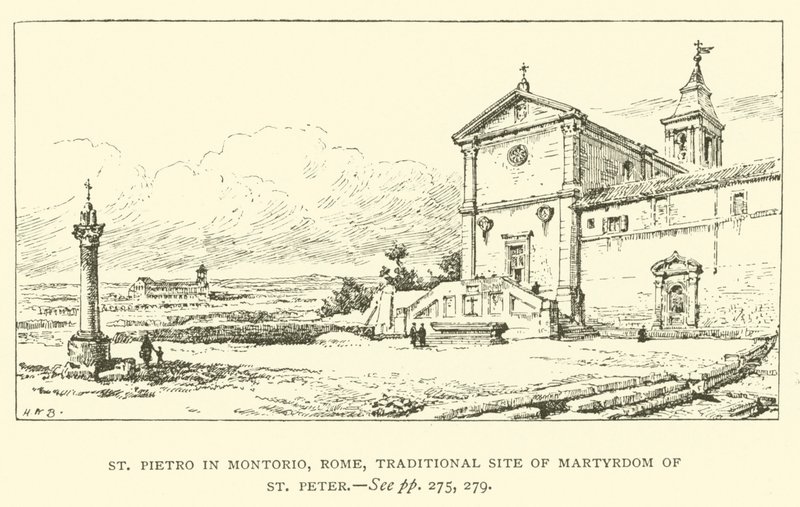 São Pedro em Montorio, Roma, local tradicional do Martírio de São Pedro (gravura) de Henry William Brewer