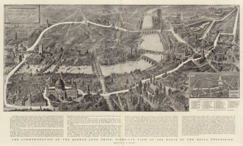 A Comemoração do Longo Reinado da Rainha, Visão panorâmica da Rota da Procissão Real de Henry William Brewer