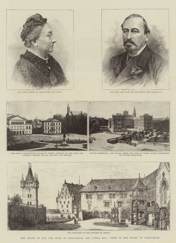 A morte de HH o duque de Saxe-Coburg e Gotha, KG, vistas no ducado de Saxe-Coburg de Henry William Brewer