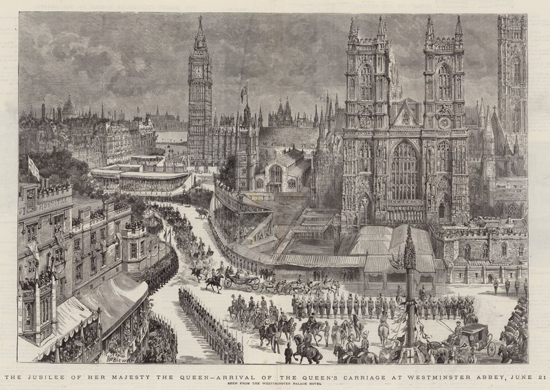 O Jubileu de Sua Majestade a Rainha, Chegada da Carruagem da Rainha na Abadia de Westminster, 21 de junho de Henry William Brewer