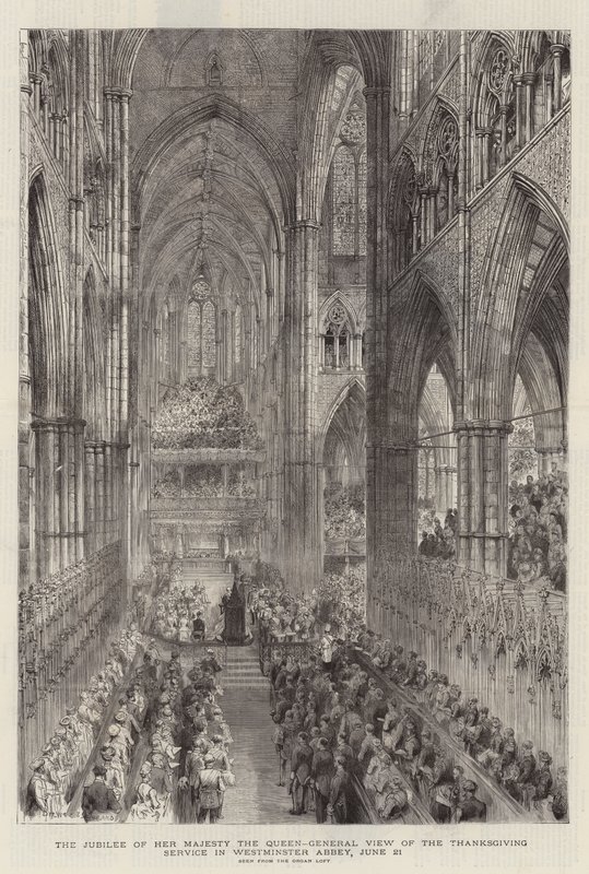 O Jubileu de Sua Majestade a Rainha, Vista Geral do Serviço de Ação de Graças na Abadia de Westminster, 21 de junho de Henry William Brewer