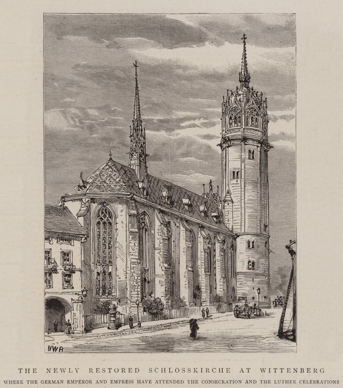 O recém-restaurado Schlosskirche em Wittenberg de Henry William Brewer