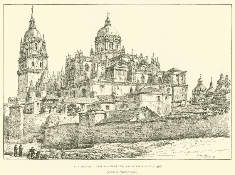 As Catedrais Velha e Nova, Salamanca (gravura) de Henry William Brewer