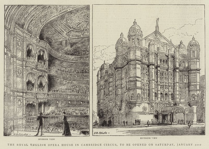 A Royal English Opera House em Cambridge Circus, a ser inaugurada no sábado, 31 de janeiro de Henry William Brewer