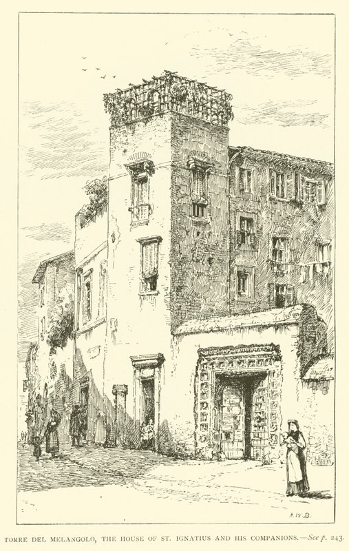 Torre del Melangolo, a casa de Santo Inácio e seus companheiros (gravura) de Henry William Brewer