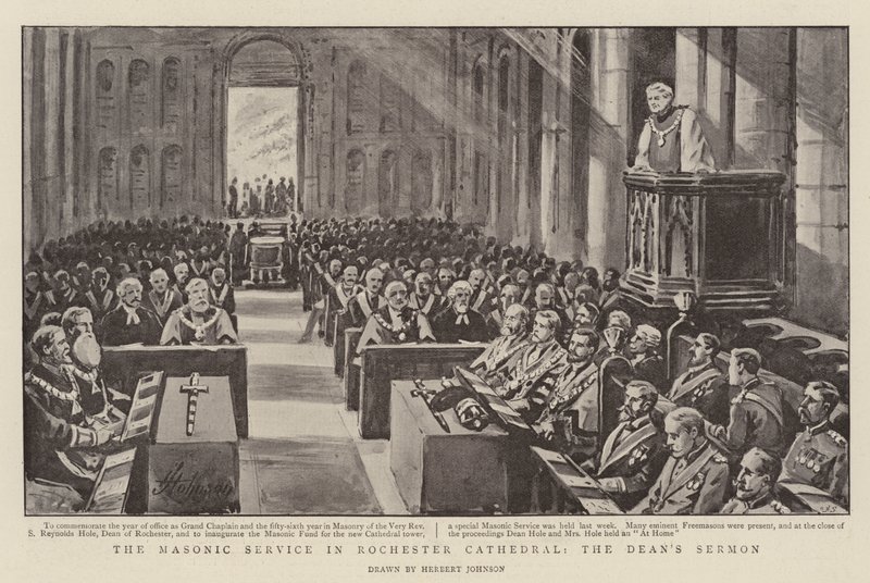 O serviço maçônico na Catedral de Rochester, o sermão do reitor de Herbert Johnson
