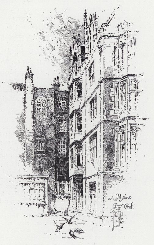 Um pouco do Essex Court (gravura) de Herbert (after) Railton