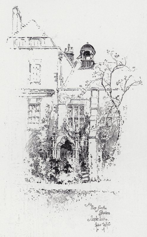 A Peep from the Garden, Staple Inn (gravura) de Herbert (after) Railton
