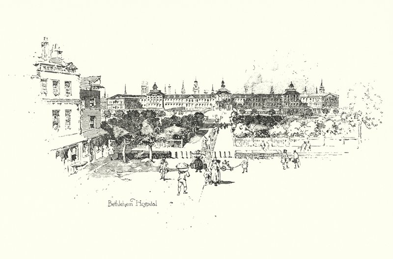 Bethlehem Hospital, Londres (litho) de Herbert (after) Railton