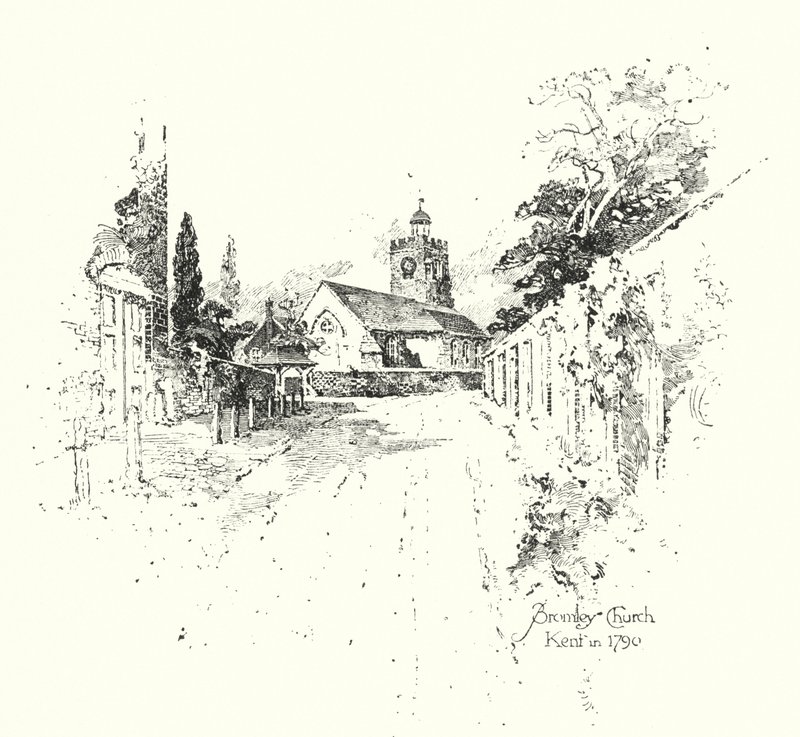 Bromley Chruch, Kent, em 1790 (litho) de Herbert (after) Railton