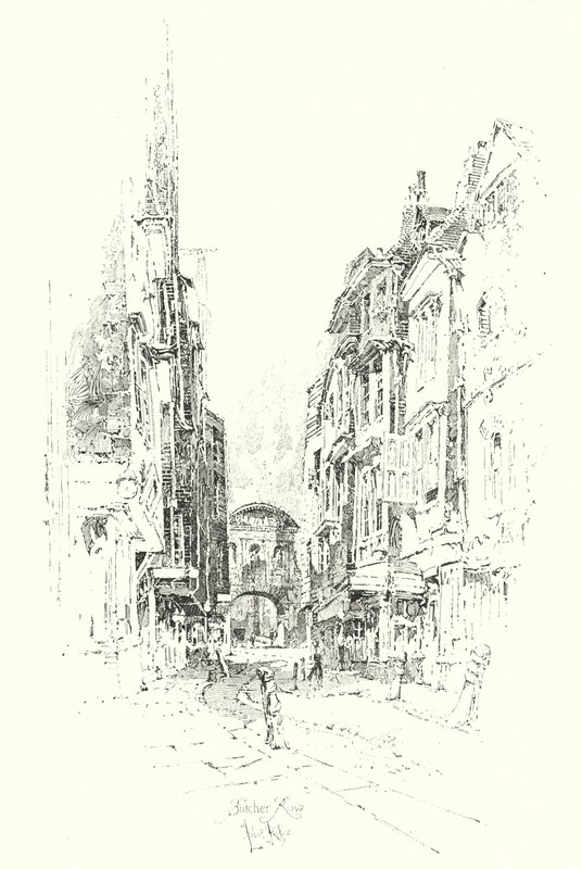 Butcher Row, Londres (litho) de Herbert (after) Railton