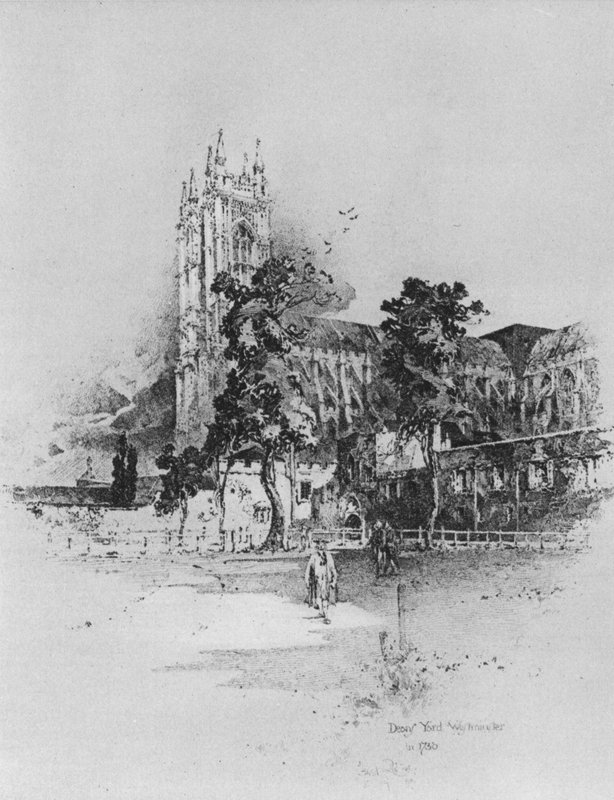 Deans Yard, Westminster, Londres, em 1730 (litho) de Herbert (after) Railton