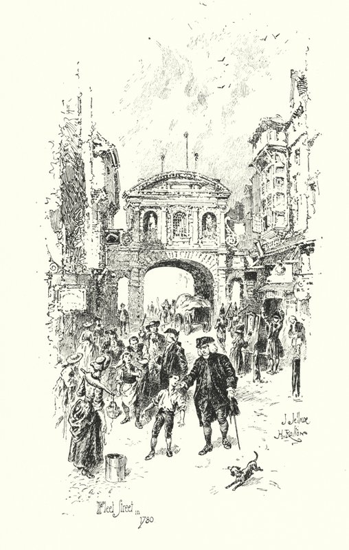 Dr. Johnson, Fleet Street, Londres, em 1780 (litho) de Herbert (after) Railton