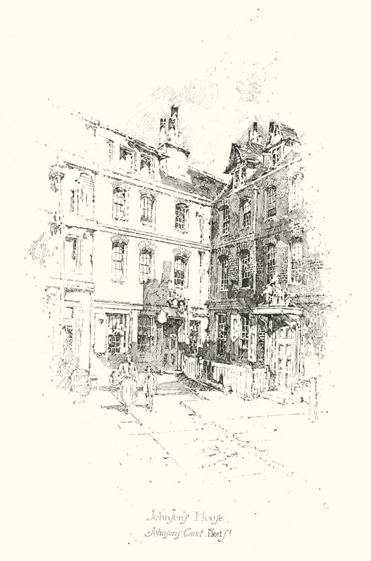 Dr. Johnsons House, Johnsons Court, Fleet Street, Londres (litho) de Herbert (after) Railton