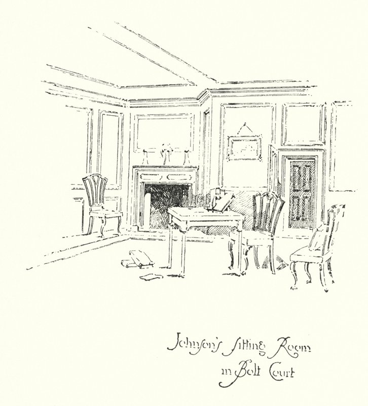Dr. Johnsons Sitting Room in Bolt Court, Londres (litho) de Herbert (after) Railton