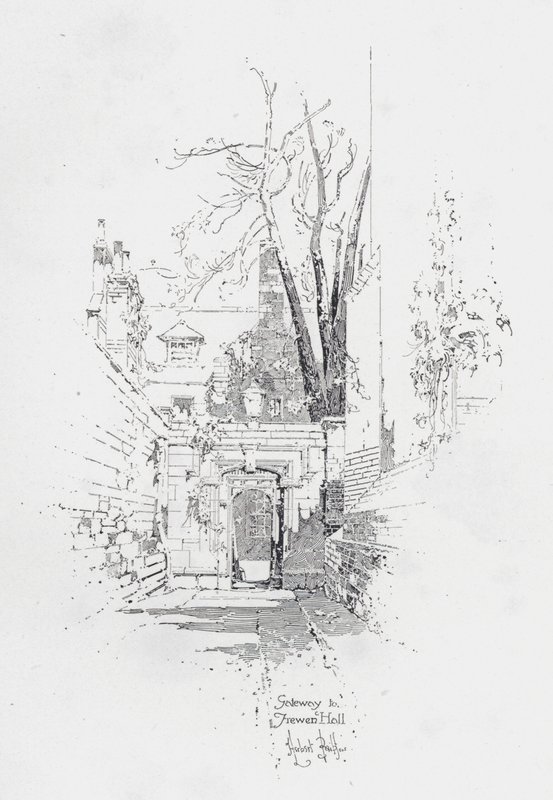 Porta de entrada para Frewen Hall, Oxford (litho) de Herbert (after) Railton